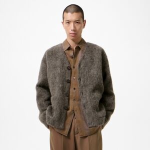 OUR LEGACY Men's Brown Wool Alpaca Long Sleeve Button Front Cardigan Size 50.